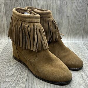 80%20 Fringe Suede Ankle Booties - Tan